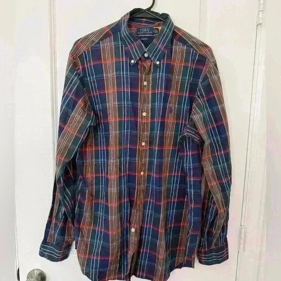 Polo Ralph Lauren Other - Polo Ralph Lauren Long Sleeve Shirt Navy Brown Green  Plaid Twill Men’s Large